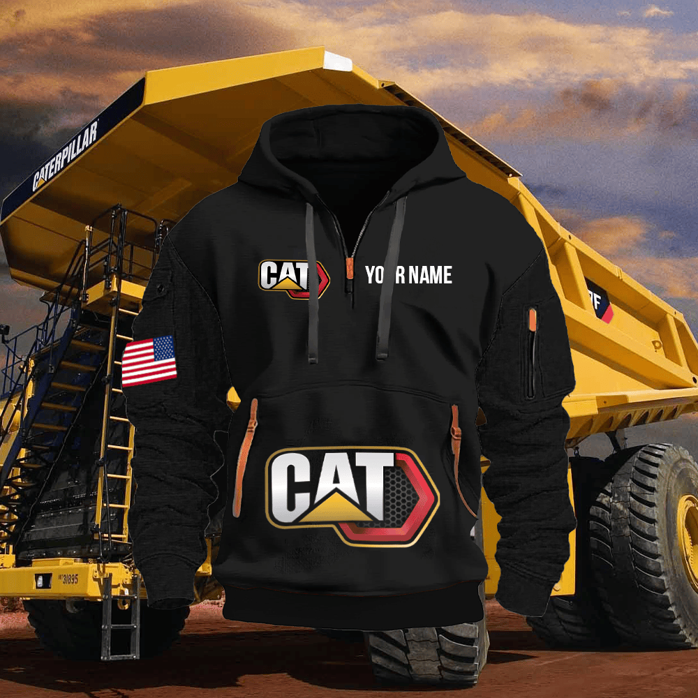 CAT Custom Print Name Quarter Zipper Hoodie