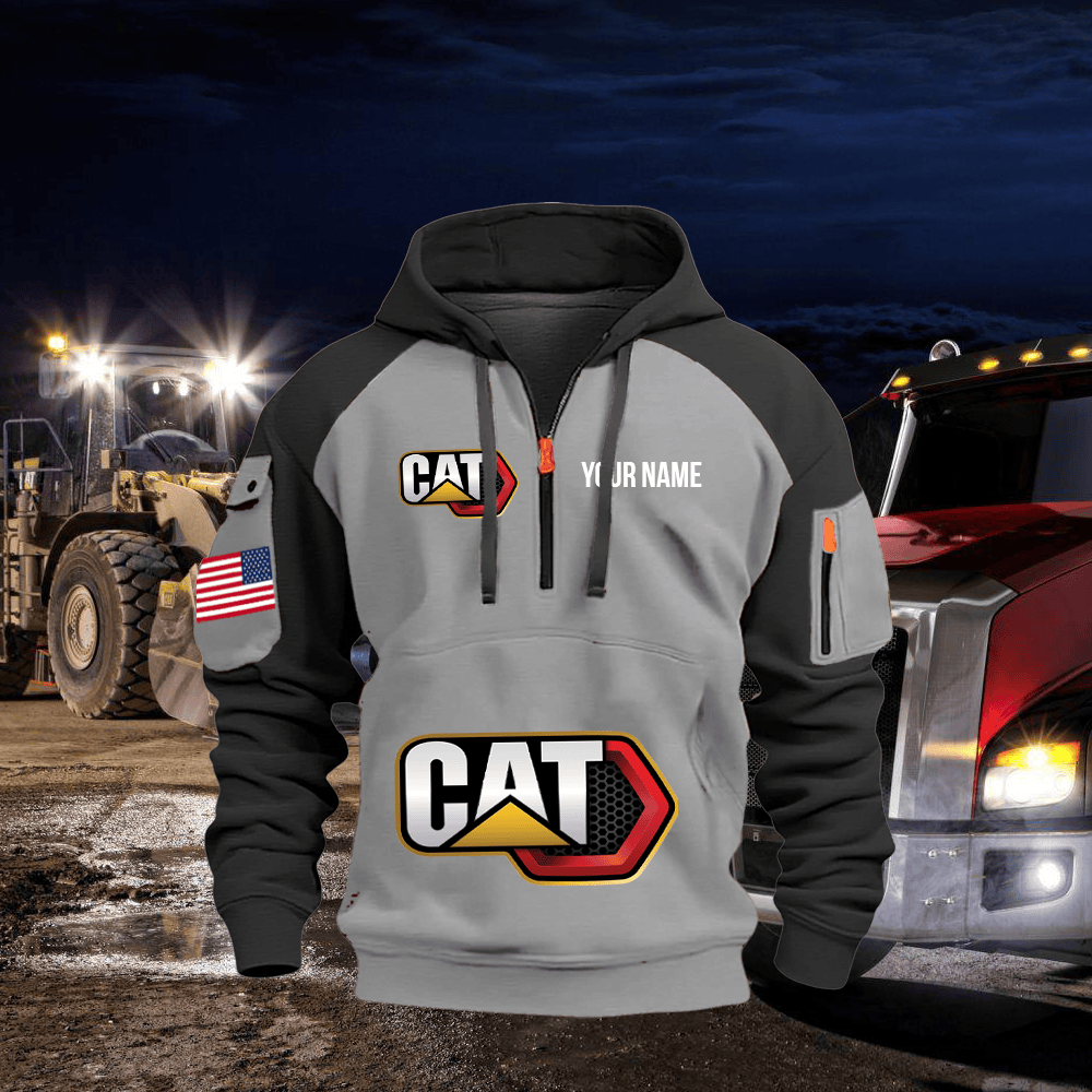 CAT Custom Print Name Quarter Zipper Hoodie