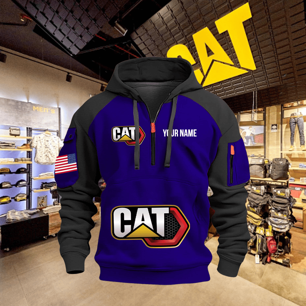 CAT Custom Print Name Quarter Zipper Hoodie