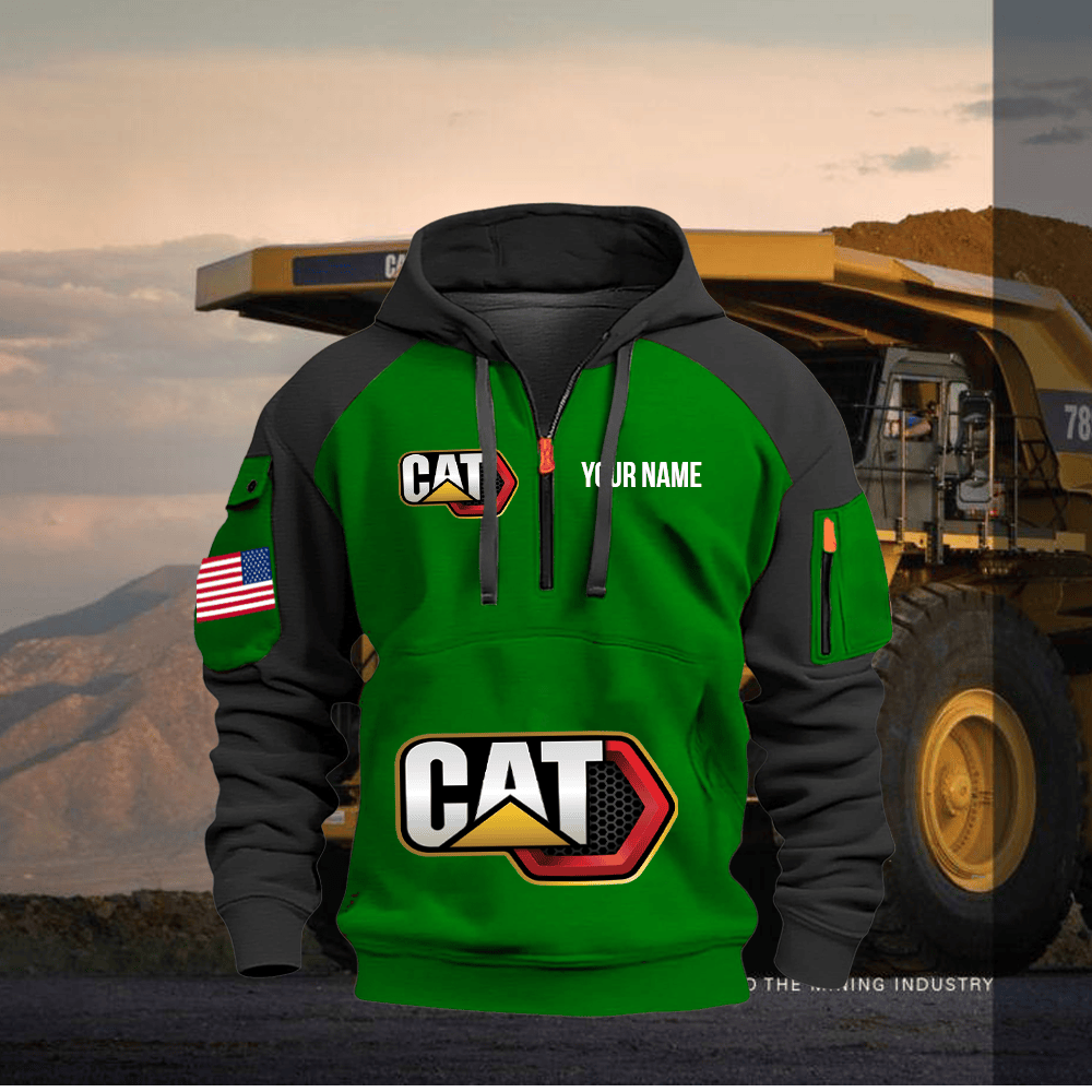 CAT Custom Print Name Quarter Zipper Hoodie