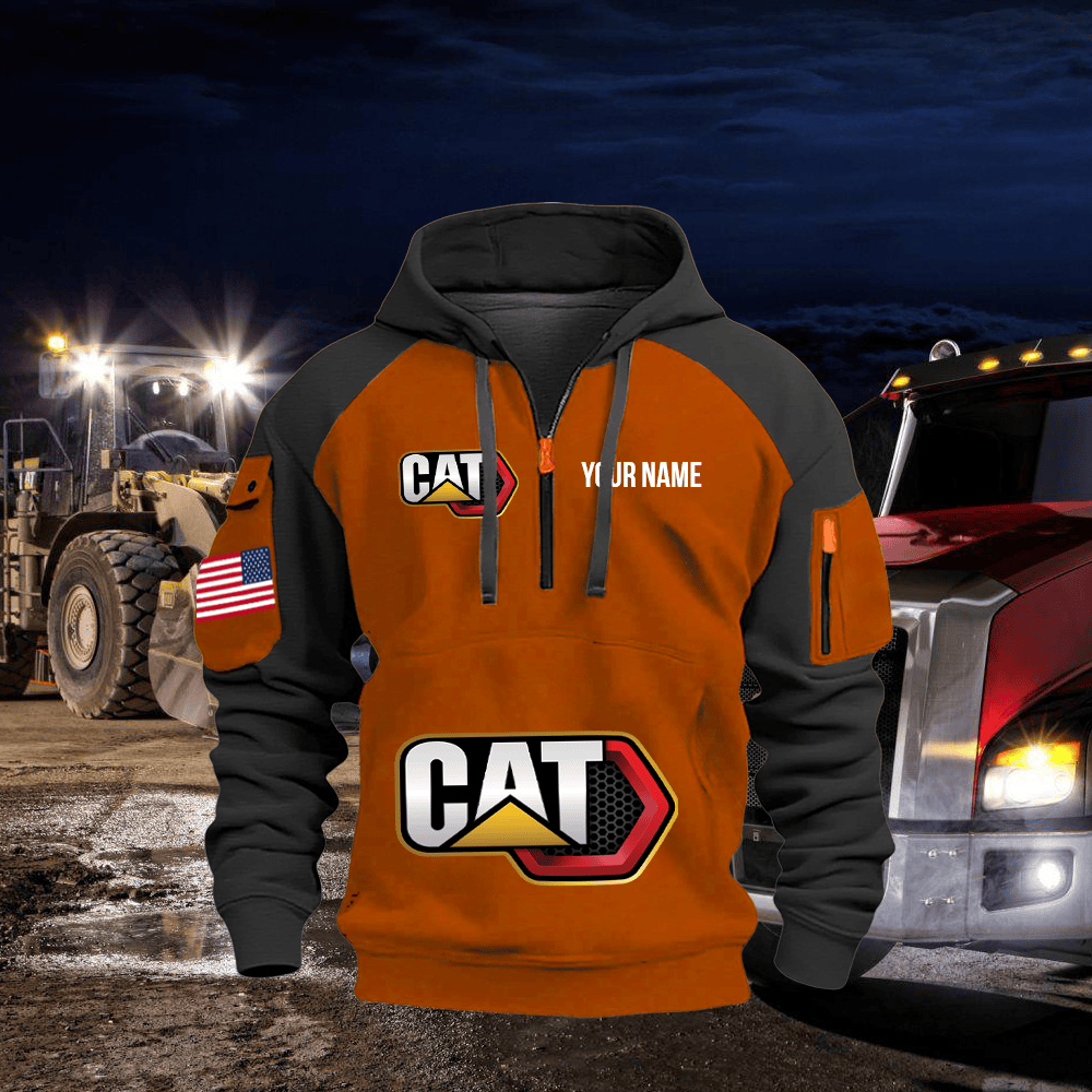 CAT Custom Print Name Quarter Zipper Hoodie