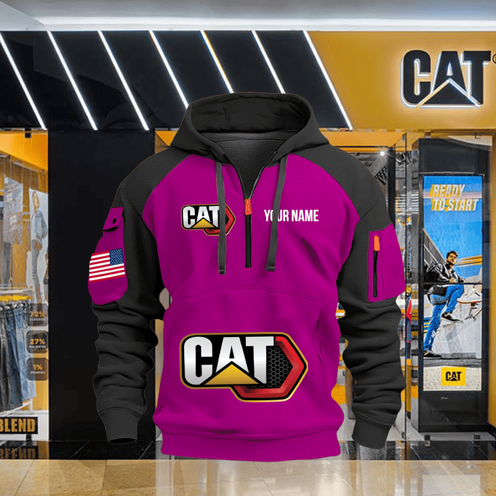 CAT Custom Print Name Quarter Zipper Hoodie