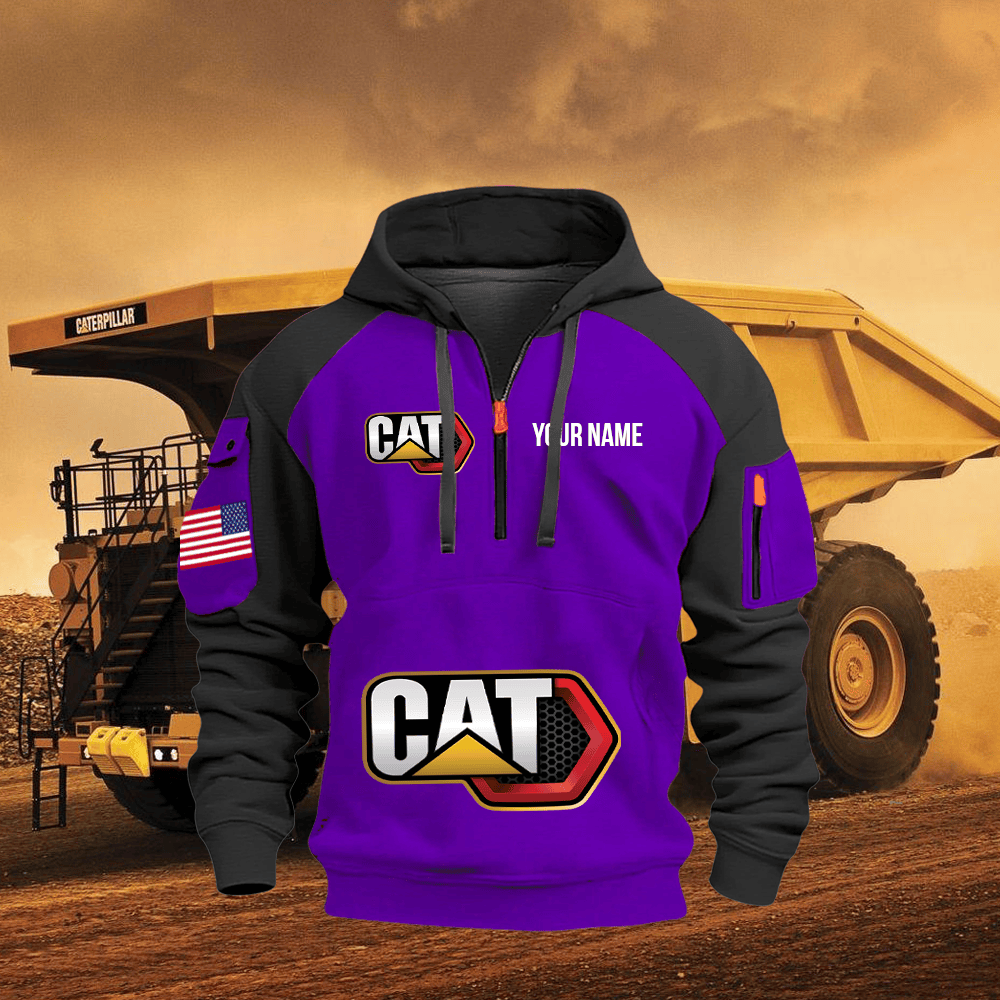 CAT Custom Print Name Quarter Zipper Hoodie
