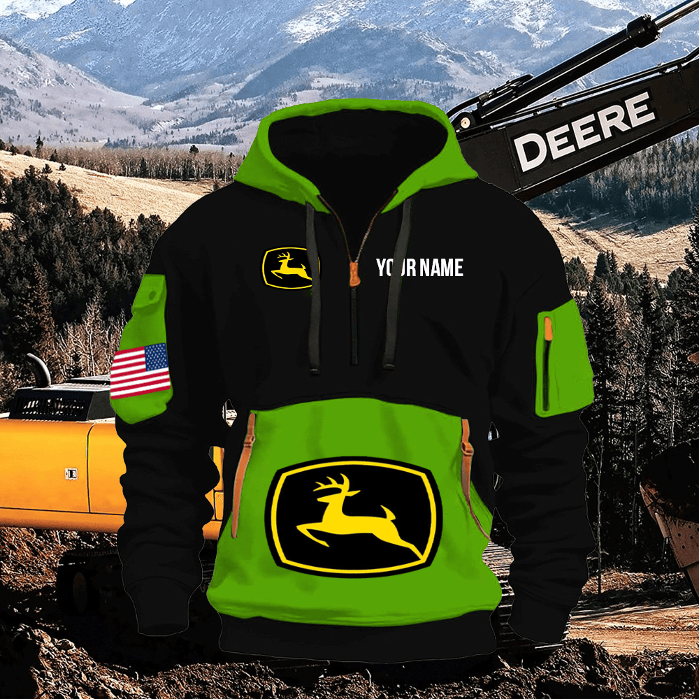 JD Print Name Quarter Zipper Hoodie
