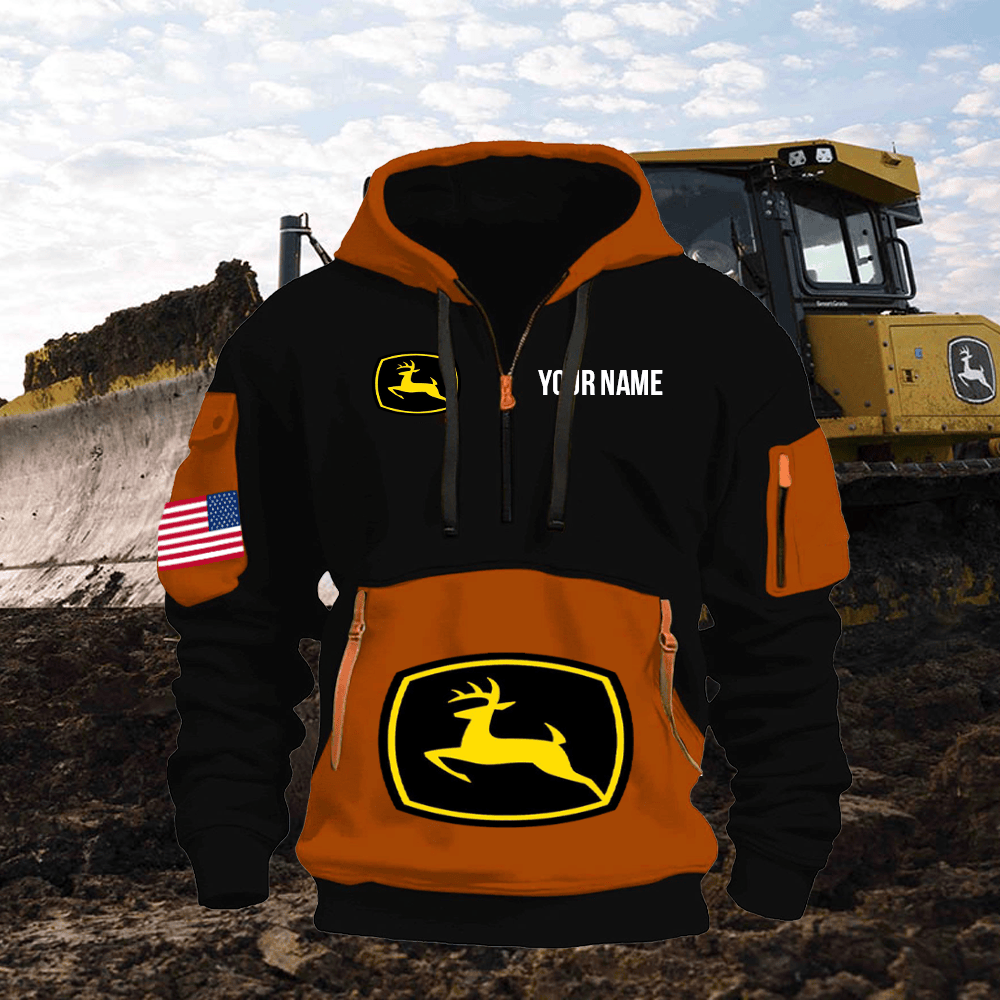 JD Print Name Quarter Zipper Hoodie