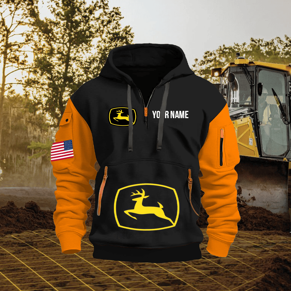 JD Custom Print Name Quarter Zipper Hoodie