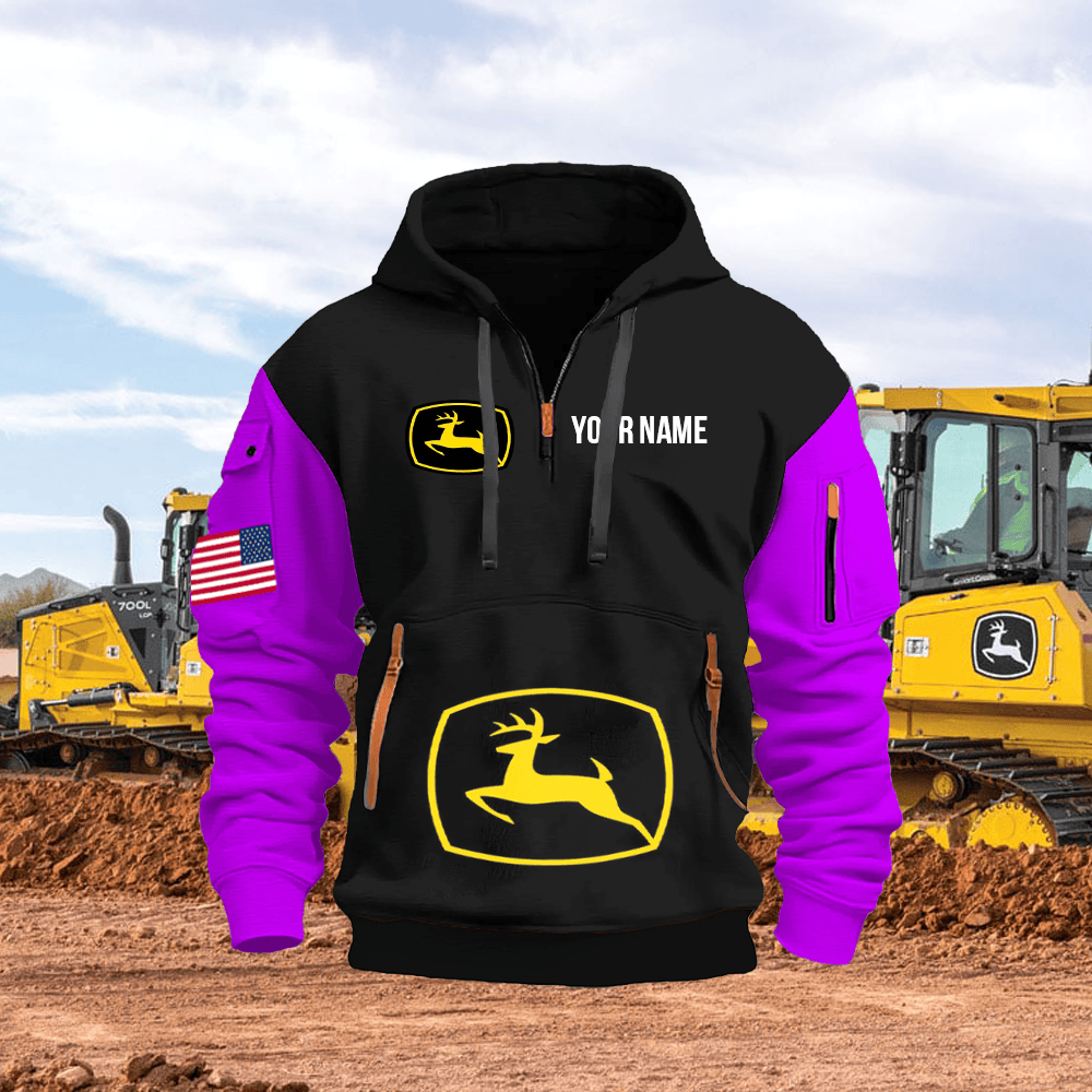 JD Custom Print Name Quarter Zipper Hoodie
