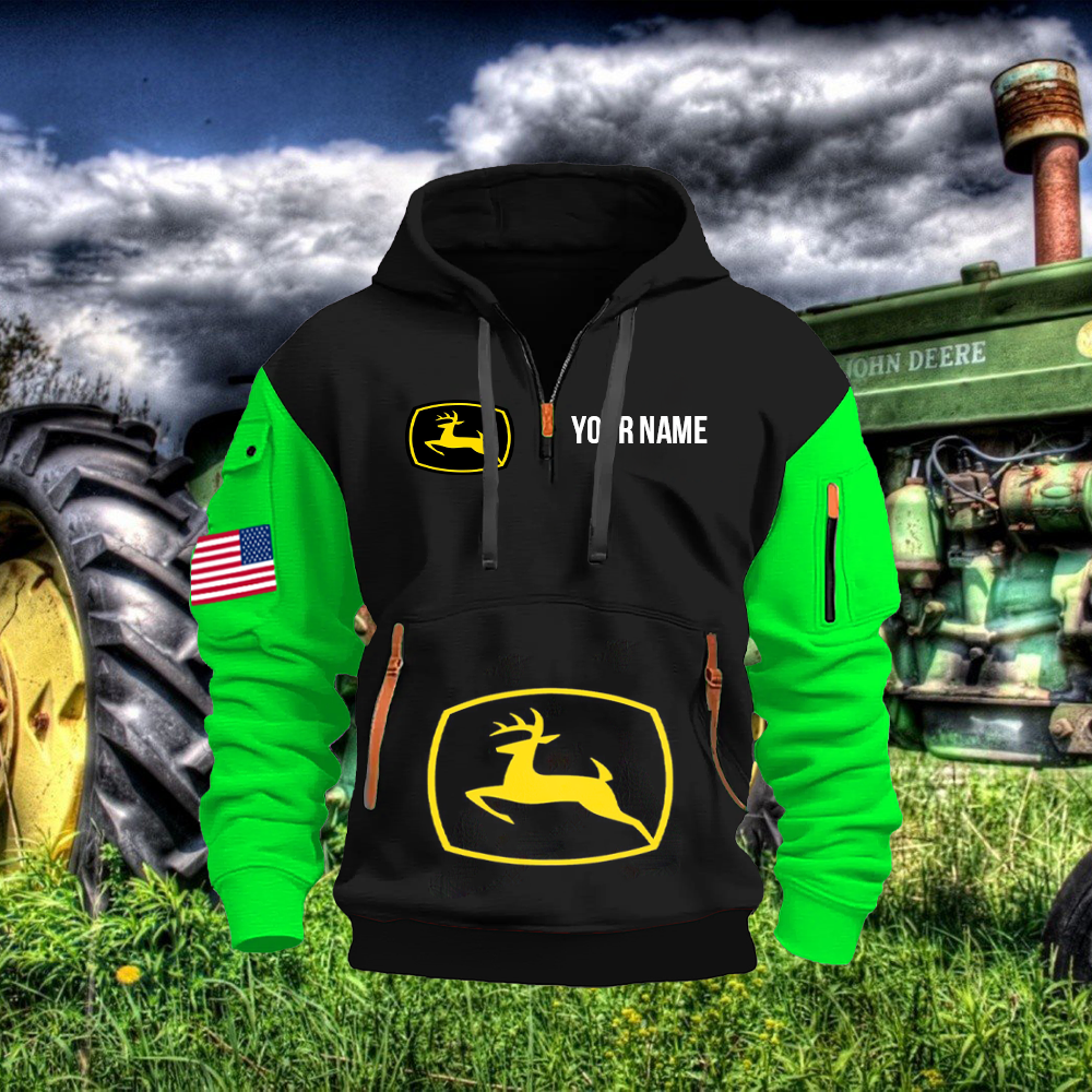JD Custom Print Name Quarter Zipper Hoodie