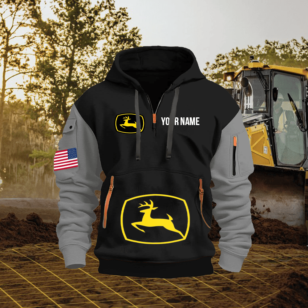 JD Custom Print Name Quarter Zipper Hoodie