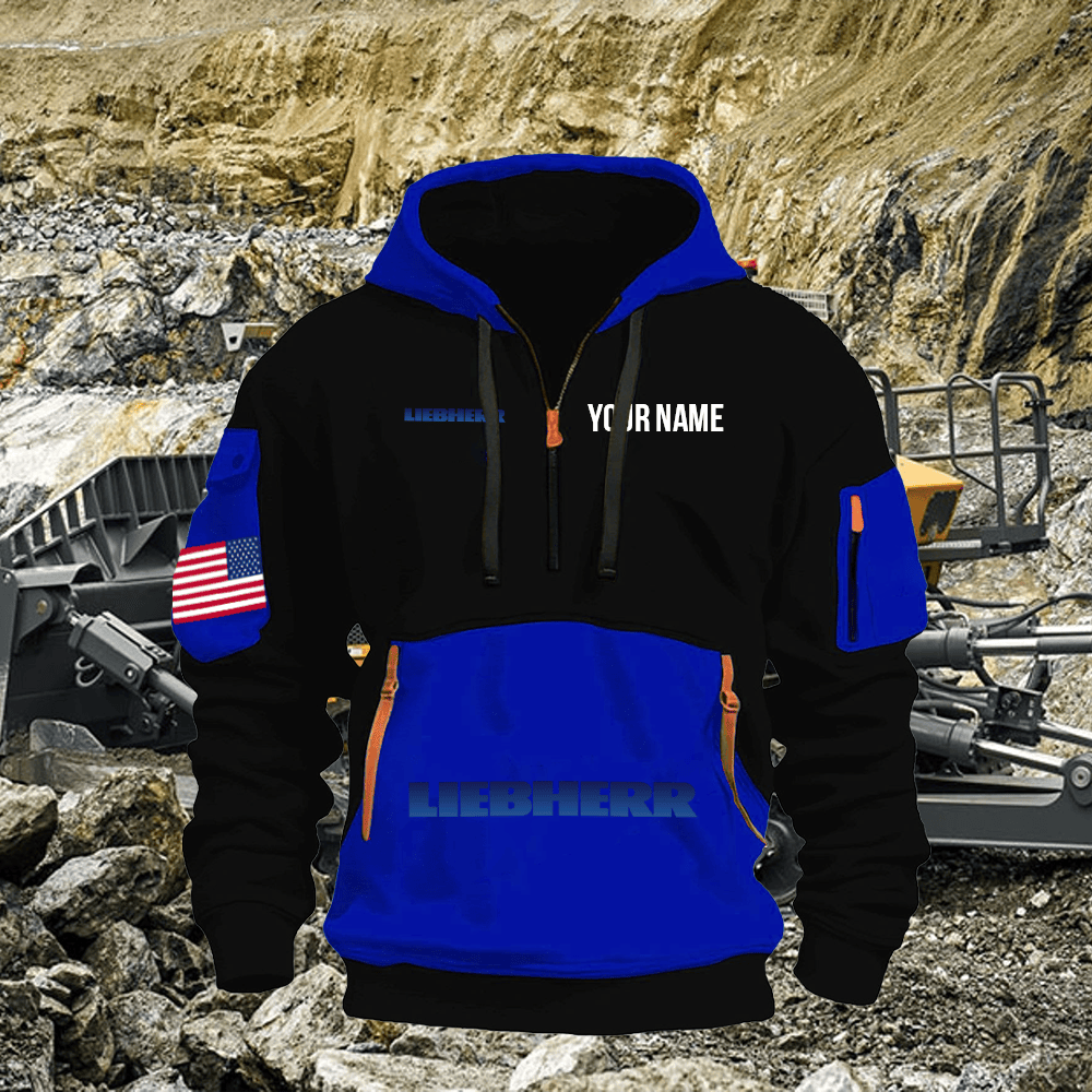 LB Print Name Quarter Zipper Hoodie