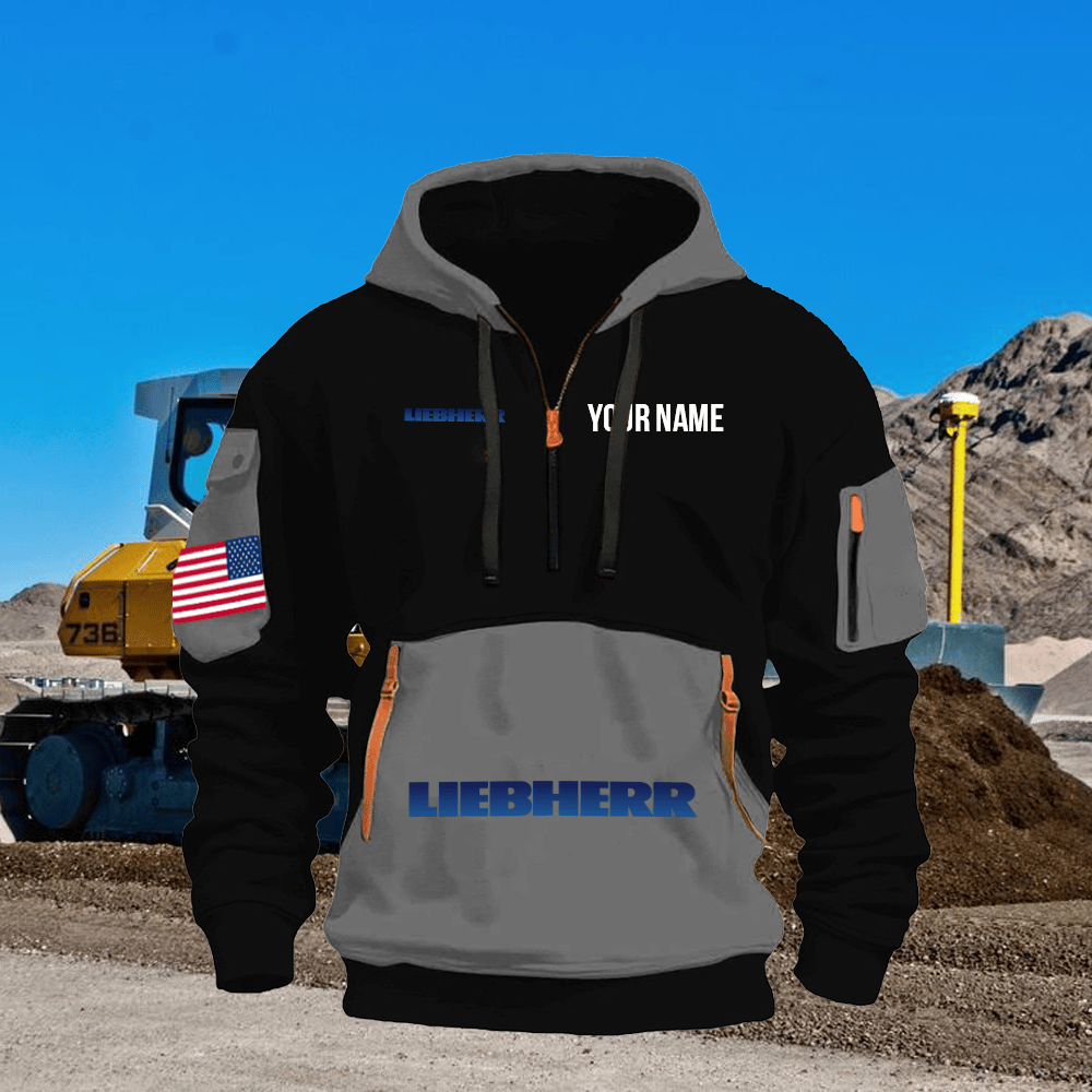 LB Print Name Quarter Zipper Hoodie