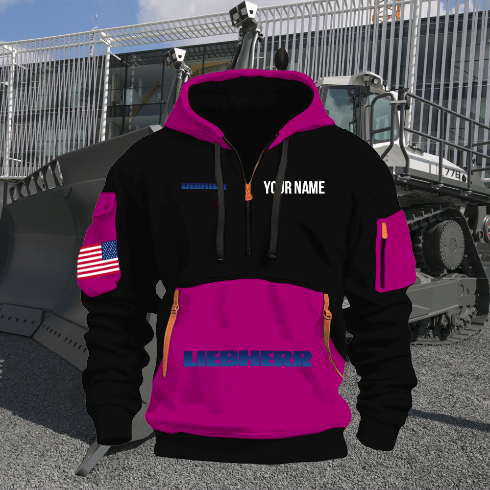 LB Print Name Quarter Zipper Hoodie