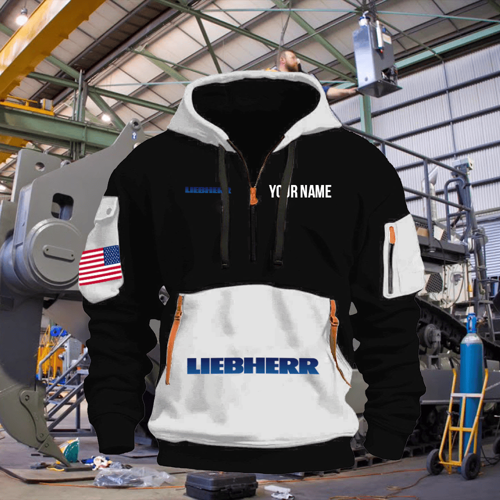 LB Print Name Quarter Zipper Hoodie