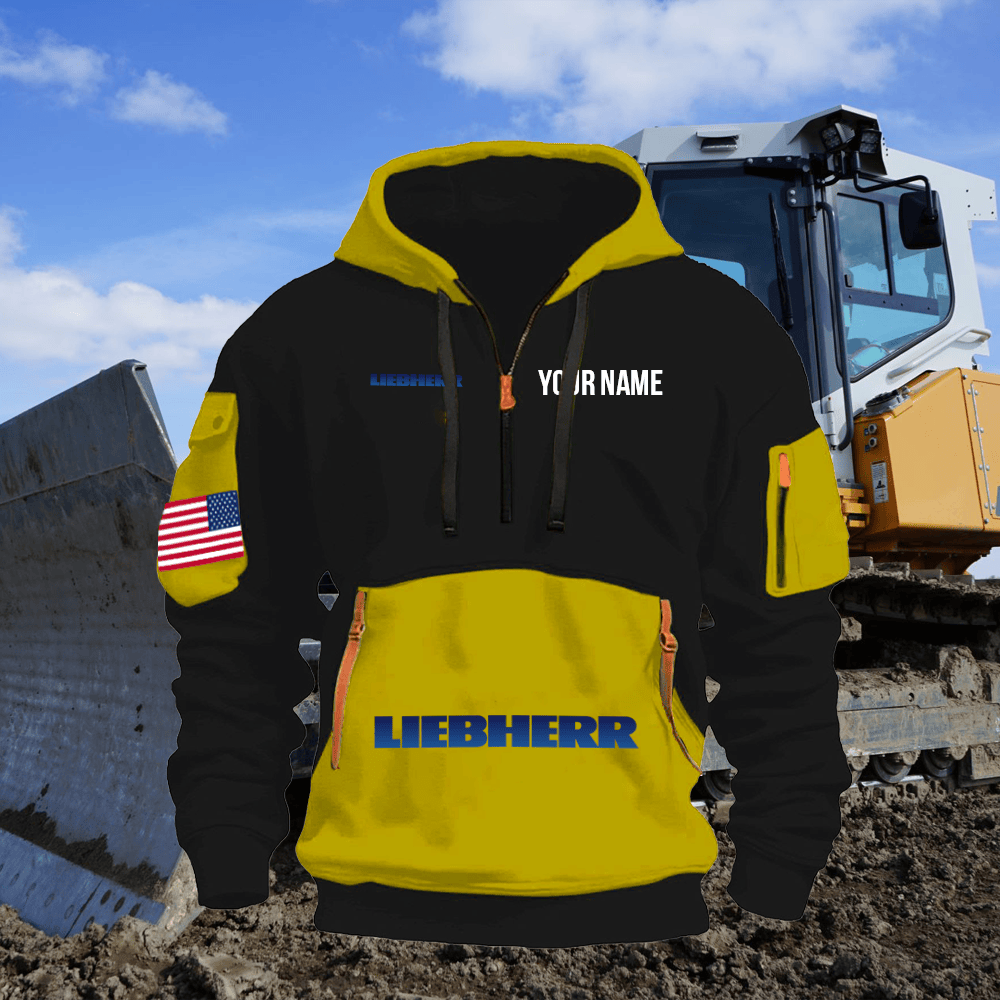LB Print Name Quarter Zipper Hoodie
