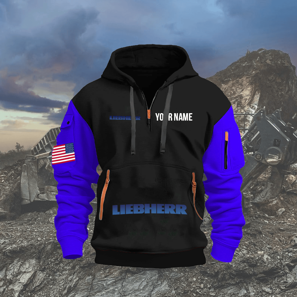 LB Custom Print Name Quarter Zipper Hoodie