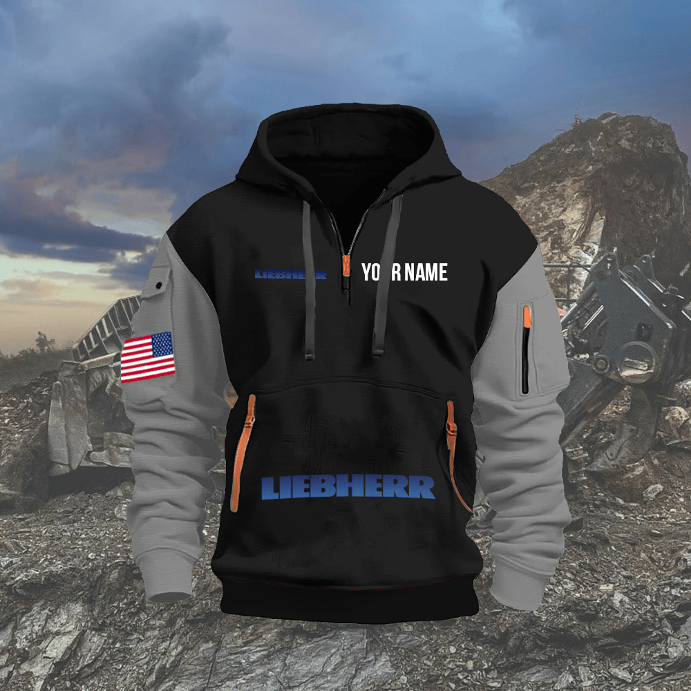 LB Custom Print Name Quarter Zipper Hoodie