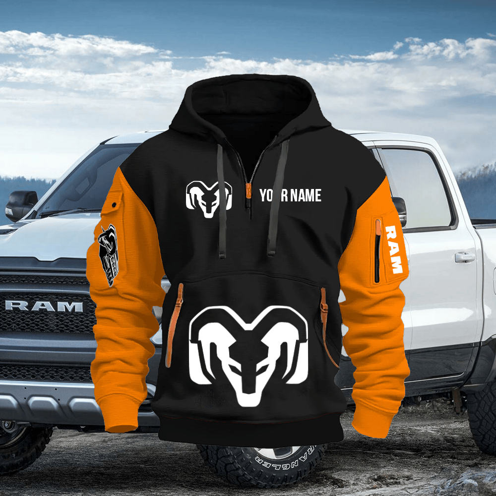RAM Custom Print Name Quarter Zipper Hoodie