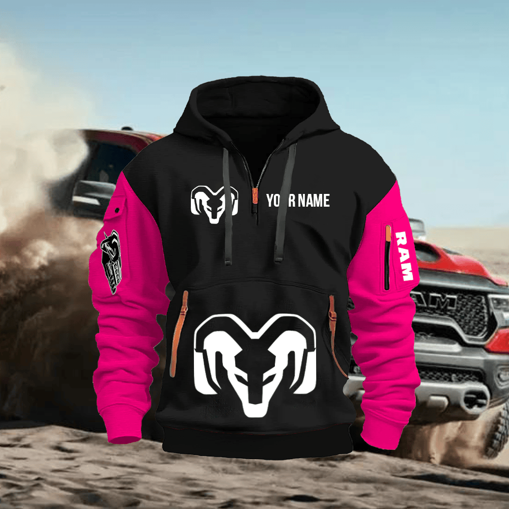 RAM Custom Print Name Quarter Zipper Hoodie