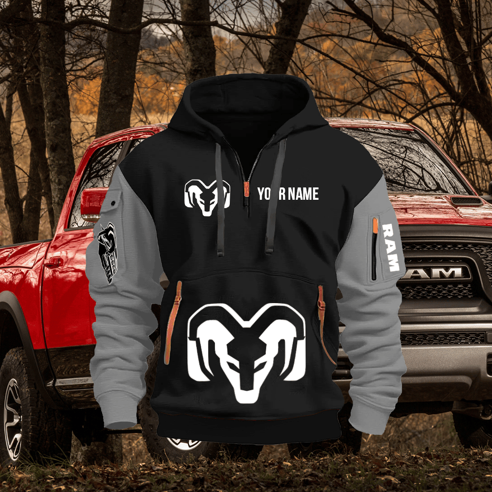 RAM Custom Print Name Quarter Zipper Hoodie