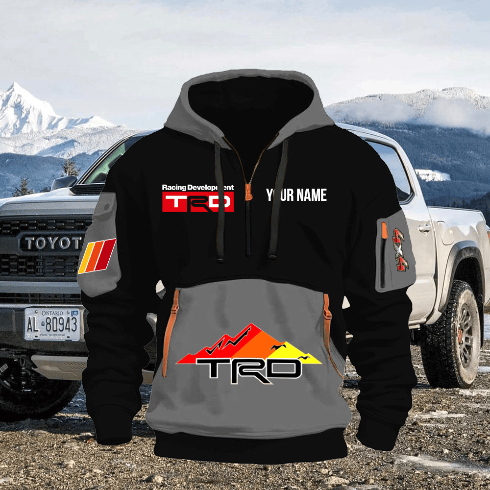 TY TRD Print Name Quarter Zipper Hoodie