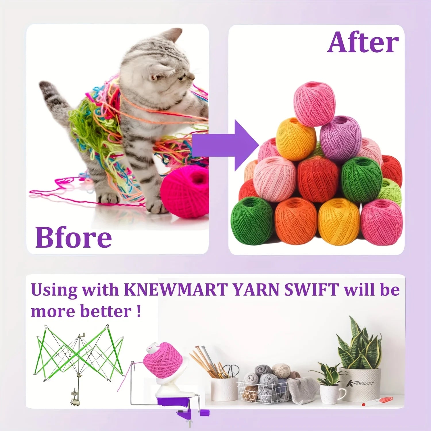 Sturdy Yarn Ball Winder - Metal Handle Tabletop Clamp For Knitting Enthusiasts Valentine Gift | 24-hour Shipping