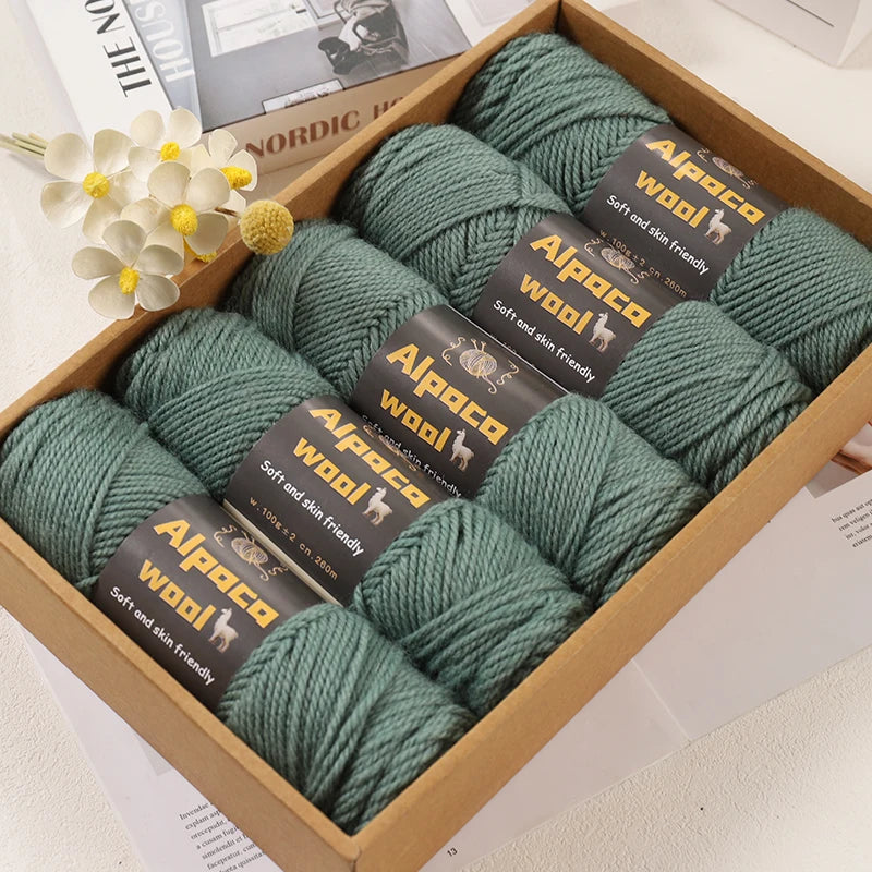 500g Alpaca Wool 245 Chunky Knitting Yarn Multi-Color Autumn and Winter Fashionable Gift for Men and Women DIY Knitting Material Kit for Warm Sweaters, Coats, Scarves, Hats, Gloves, Leg Warmers, Knee Pads Yarn Balls 5Pcs/Pack