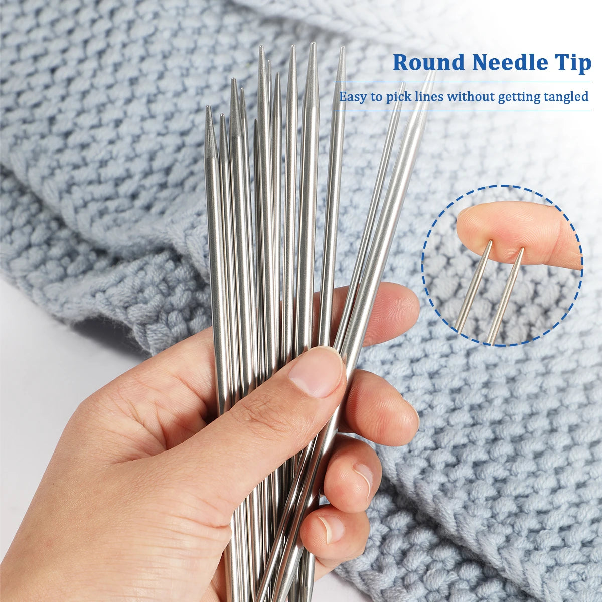 1.5mm - 5mm Stainless Steel Knitting Needles Set DIY Yarn Handmade Knitting Tools Knitting Needles