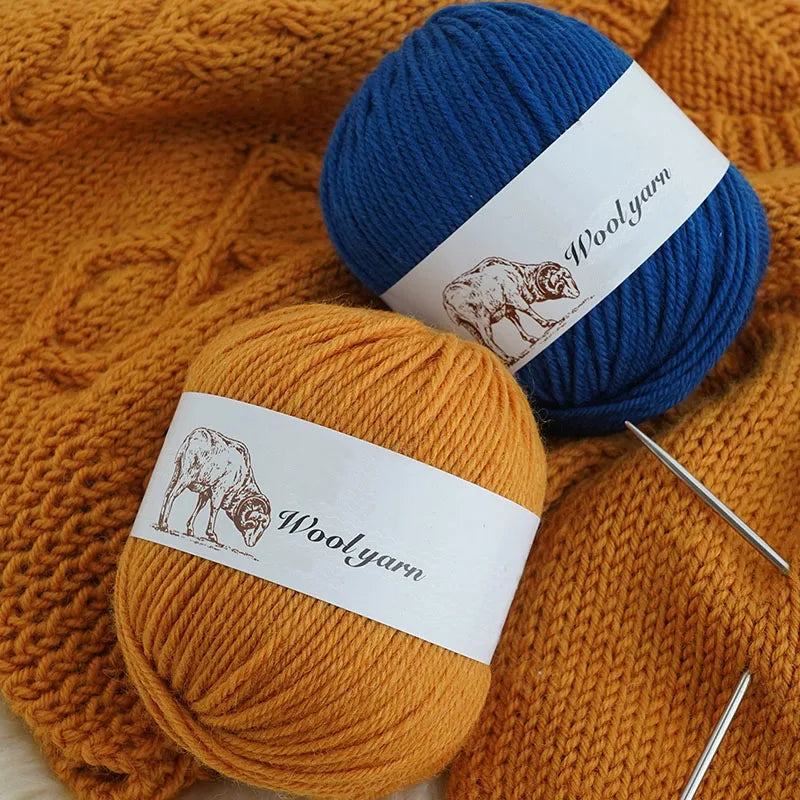 500g Pure Color Medium Wool Yarn Fashionable Simple Warm Handmade Wool Yarn Suitable for Knitting Scarves Sweaters Gloves Hats