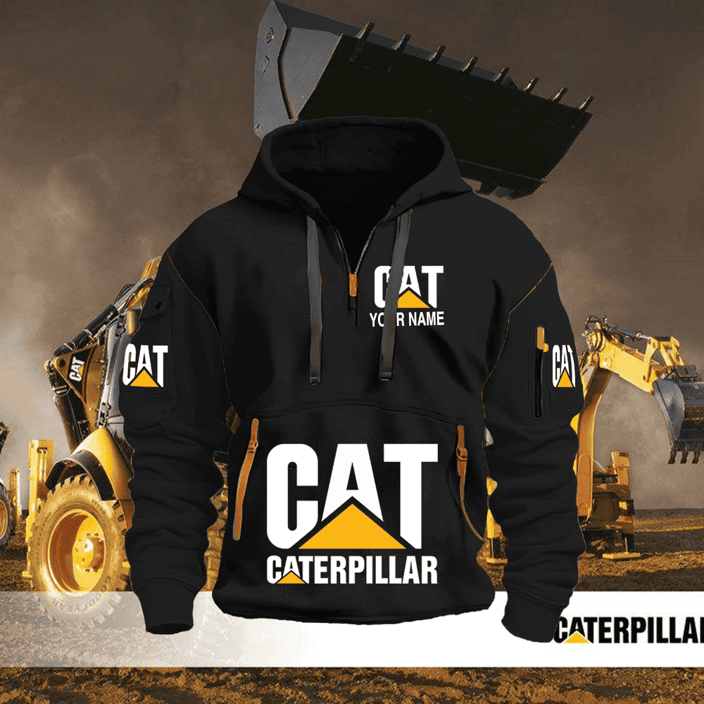 CAT FULL PRINT QUATER ZIPPER JACKET