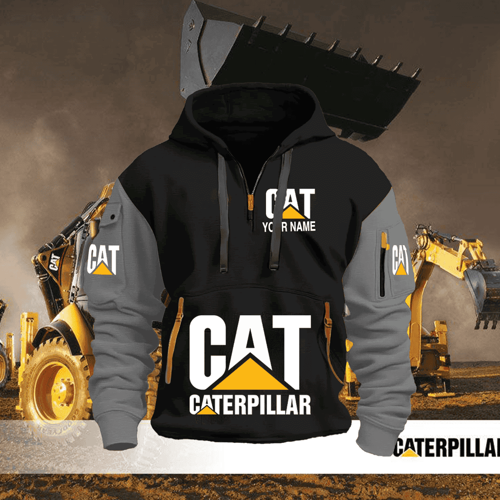CAT FULL PRINT QUATER ZIPPER JACKET