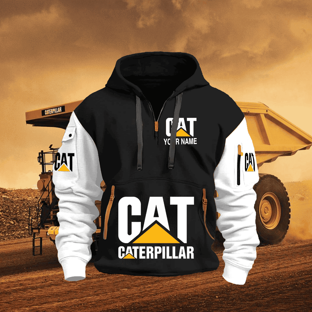 CAT FULL PRINT QUATER ZIPPER JACKET