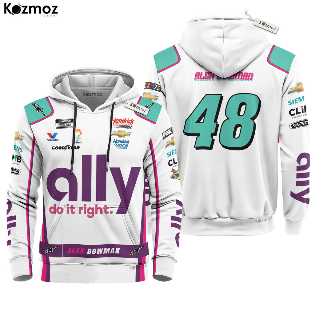 Alex Bowman Racing Suit Ally White 2023 Collection - NASCAR Racing Team