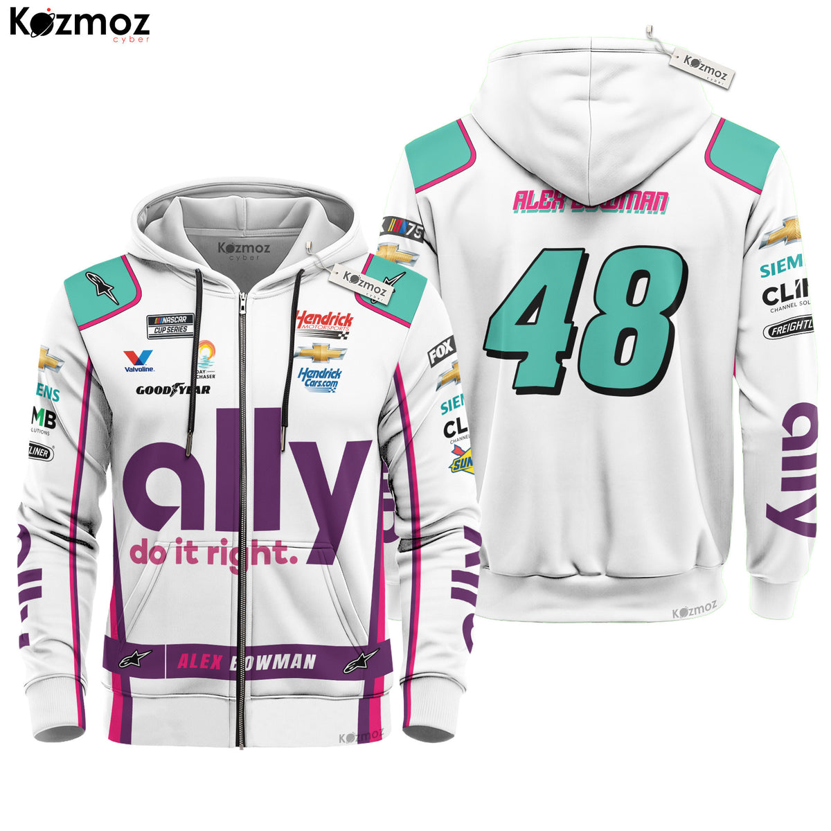 Alex Bowman Racing Suit Ally White 2023 Collection - NASCAR Racing Team