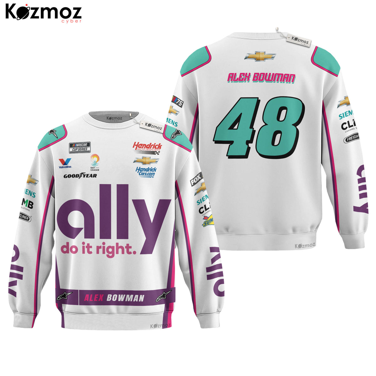 Alex Bowman Racing Suit Ally White 2023 Collection - NASCAR Racing Team